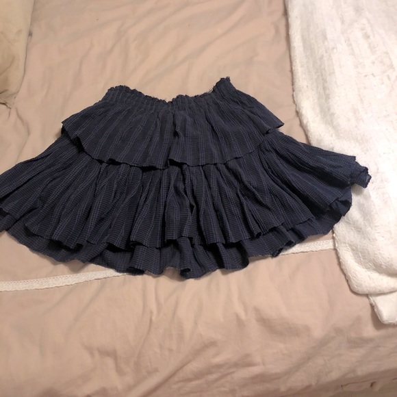 LoveShackFancy navy & black ruffle tier miniskirtM - Picture 2 of 9